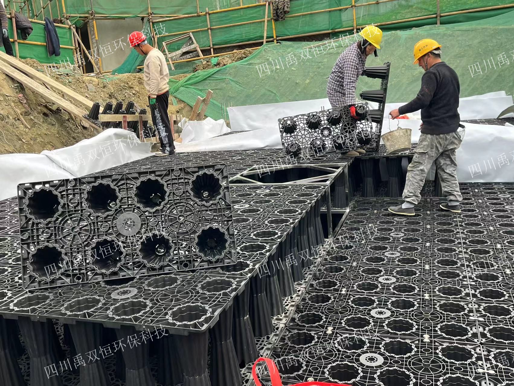 郫都疾控中心PP模块雨水收集项目施工图片