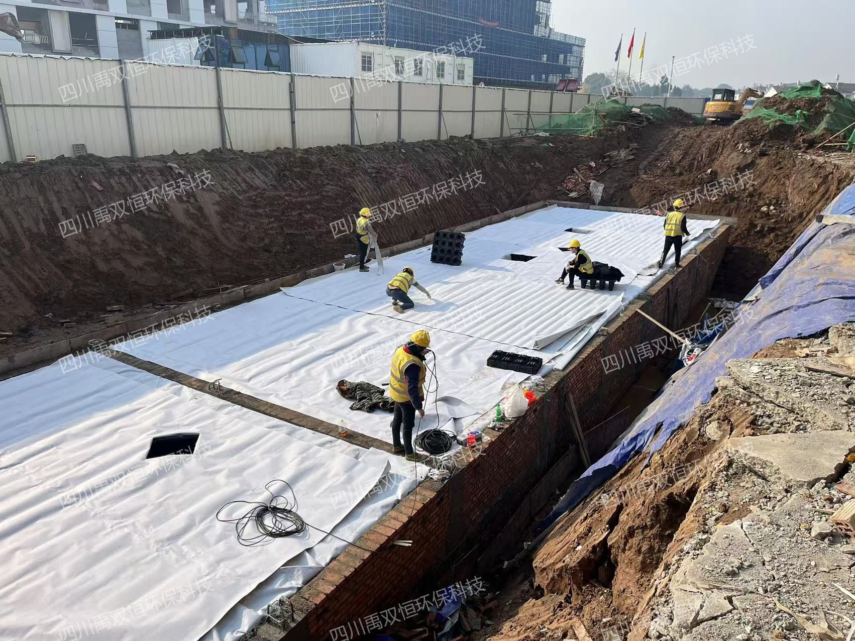 【禹双恒环保资讯】羊安新城标准化厂房建设项目（三期）雨水收集系统模块安装圆满竣工！