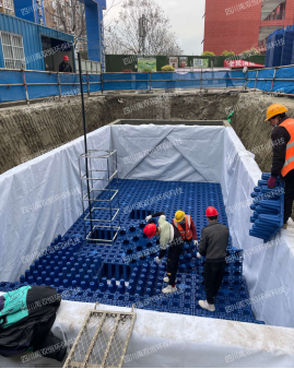 四川禹双恒环保科技助力金牛区雨水回用项目，经典蓝色雨水收集模块成功安装